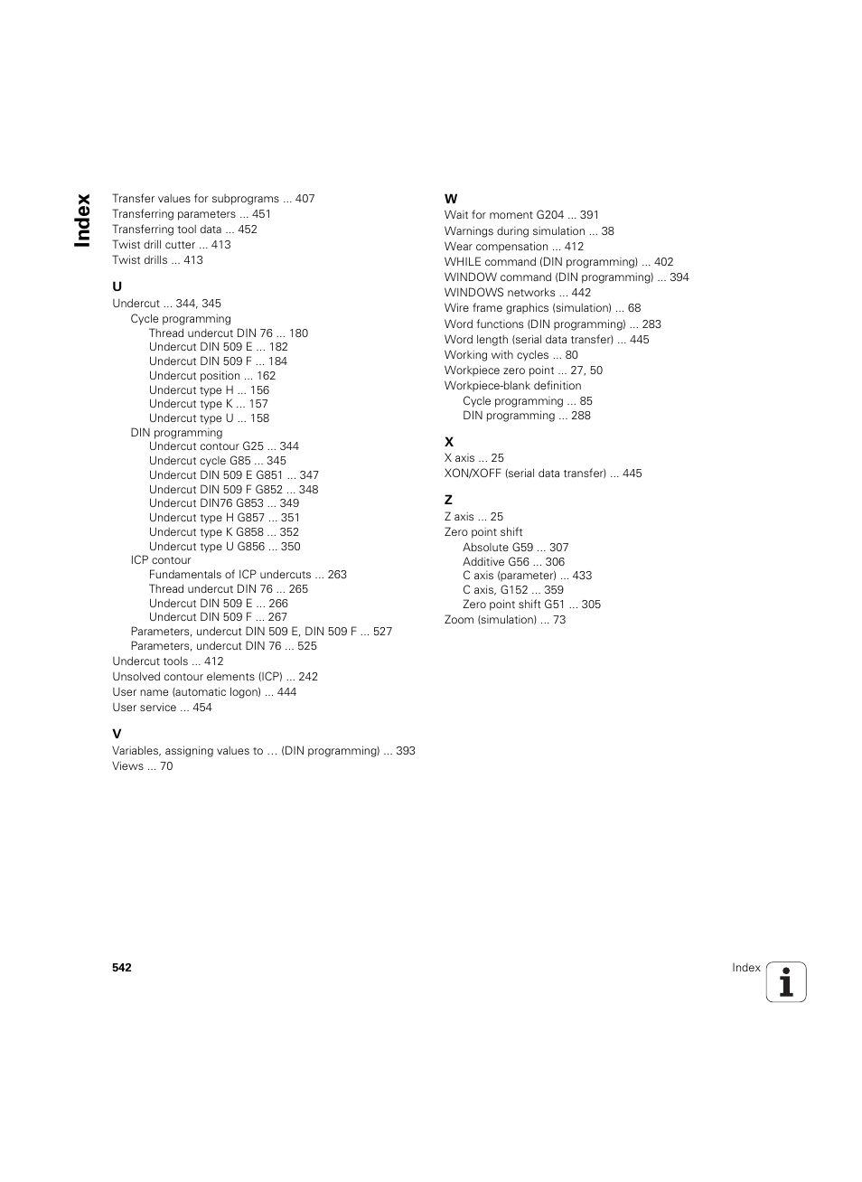 Index | HEIDENHAIN MANUALplus 4110 User Manual | Page 542 / 550