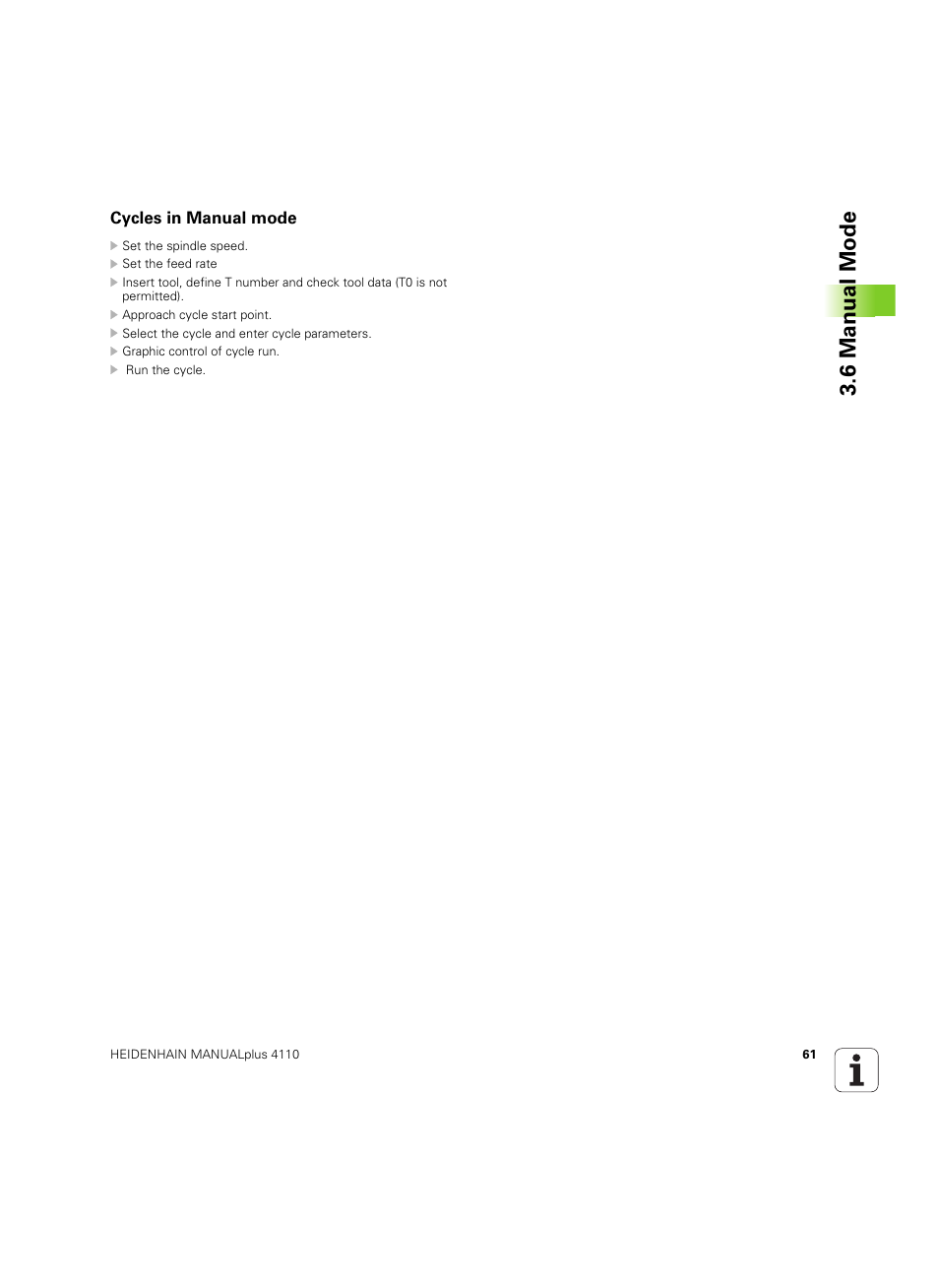 Cycles in manual mode, 6 manual mode | HEIDENHAIN MANUALplus 4110 User Manual | Page 61 / 550