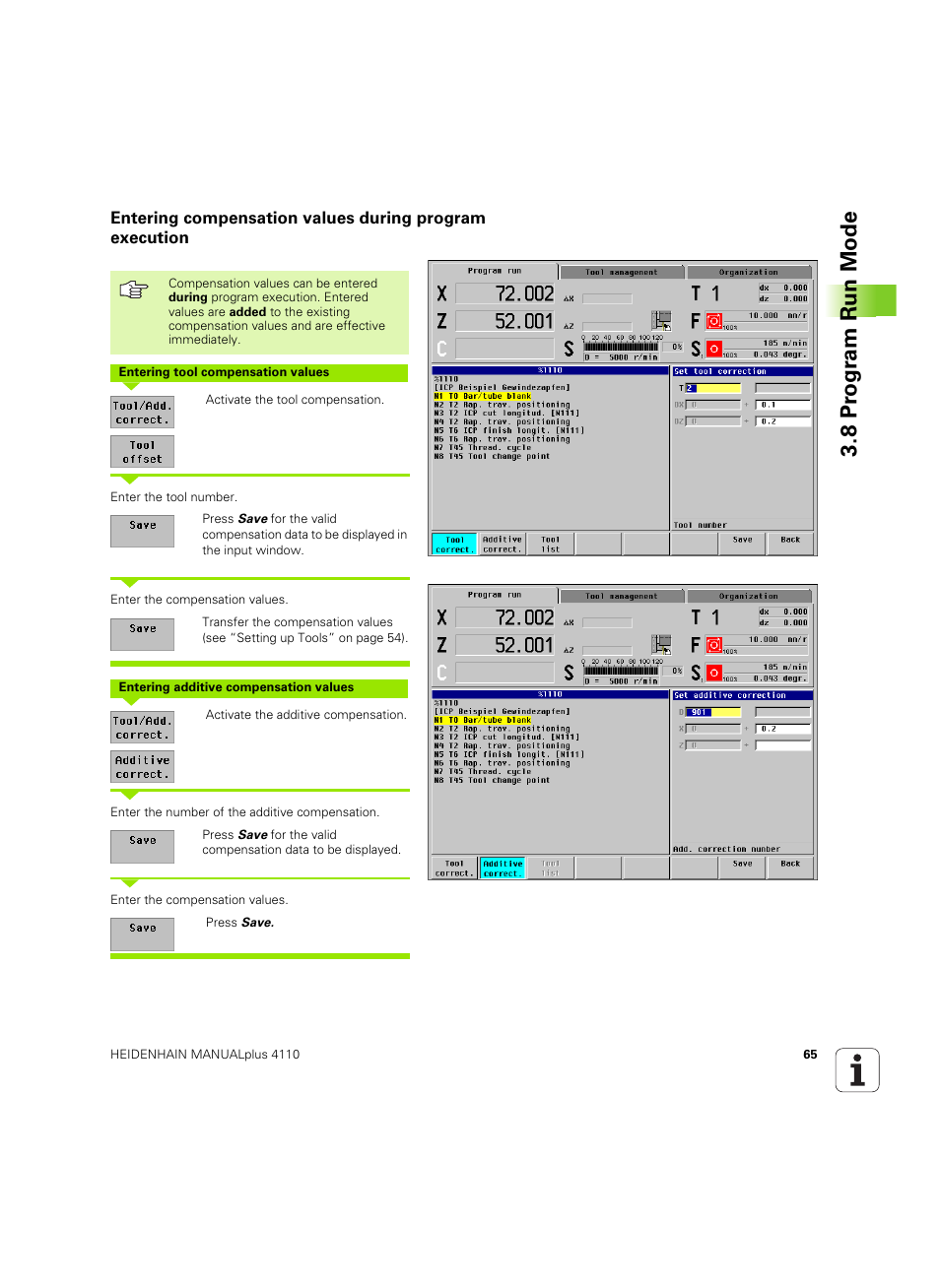 8 pr ogr am run mode | HEIDENHAIN MANUALplus 4110 User Manual | Page 65 / 550