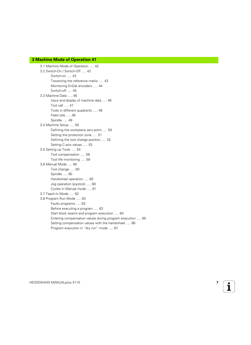 Machine mode of operation | HEIDENHAIN MANUALplus 4110 User Manual | Page 7 / 550