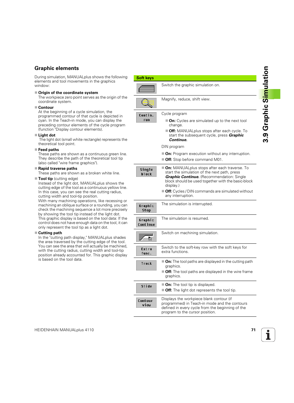 Graphic elements, 9 gr ap hic simulation | HEIDENHAIN MANUALplus 4110 User Manual | Page 71 / 550