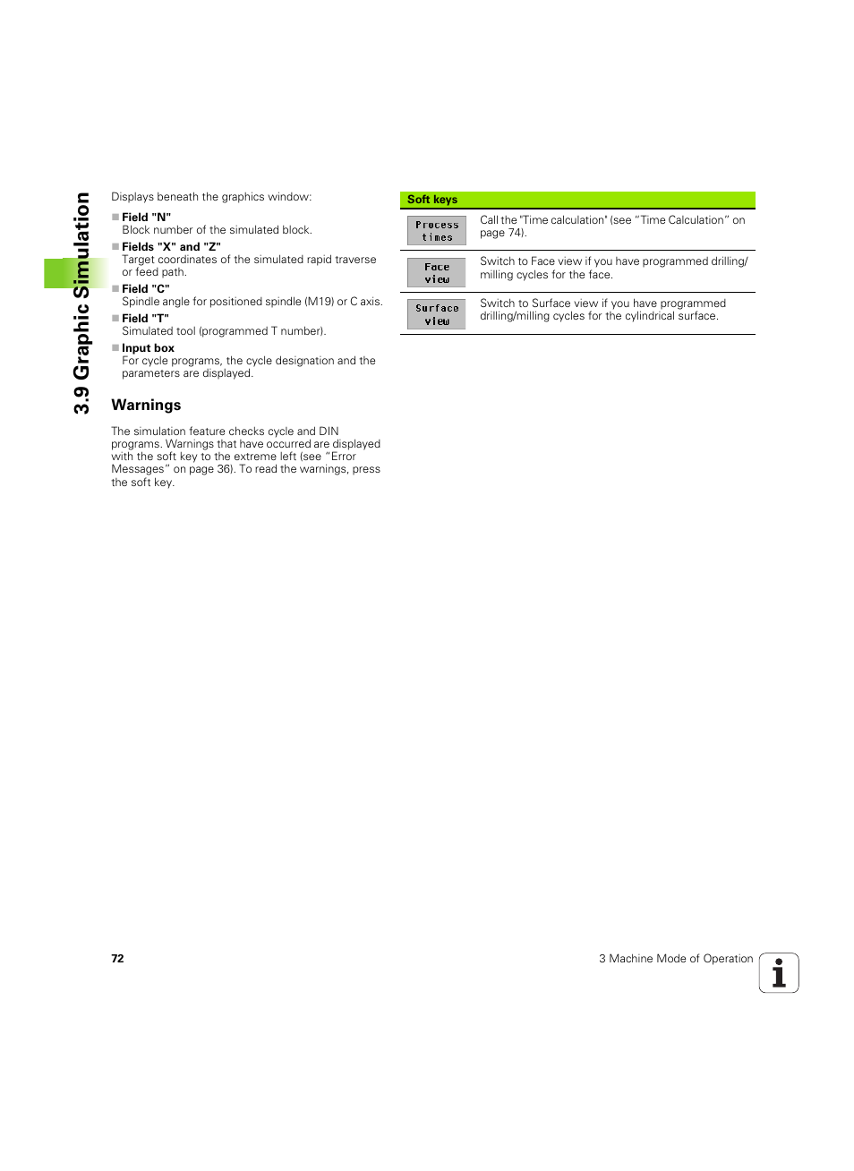 Warnings, 9 gr ap hic simulation | HEIDENHAIN MANUALplus 4110 User Manual | Page 72 / 550