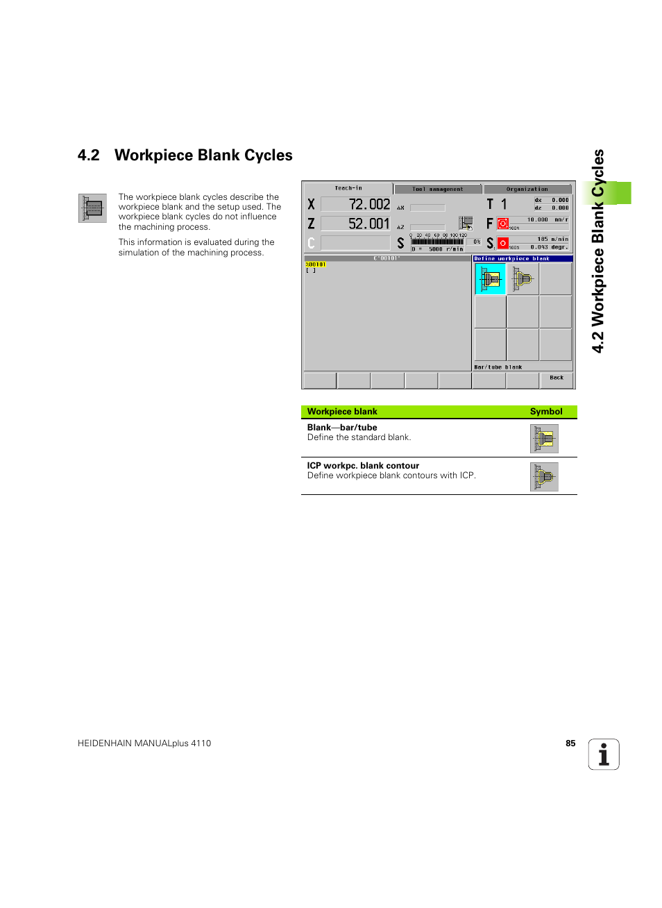 2 workpiece blank cycles | HEIDENHAIN MANUALplus 4110 User Manual | Page 85 / 550