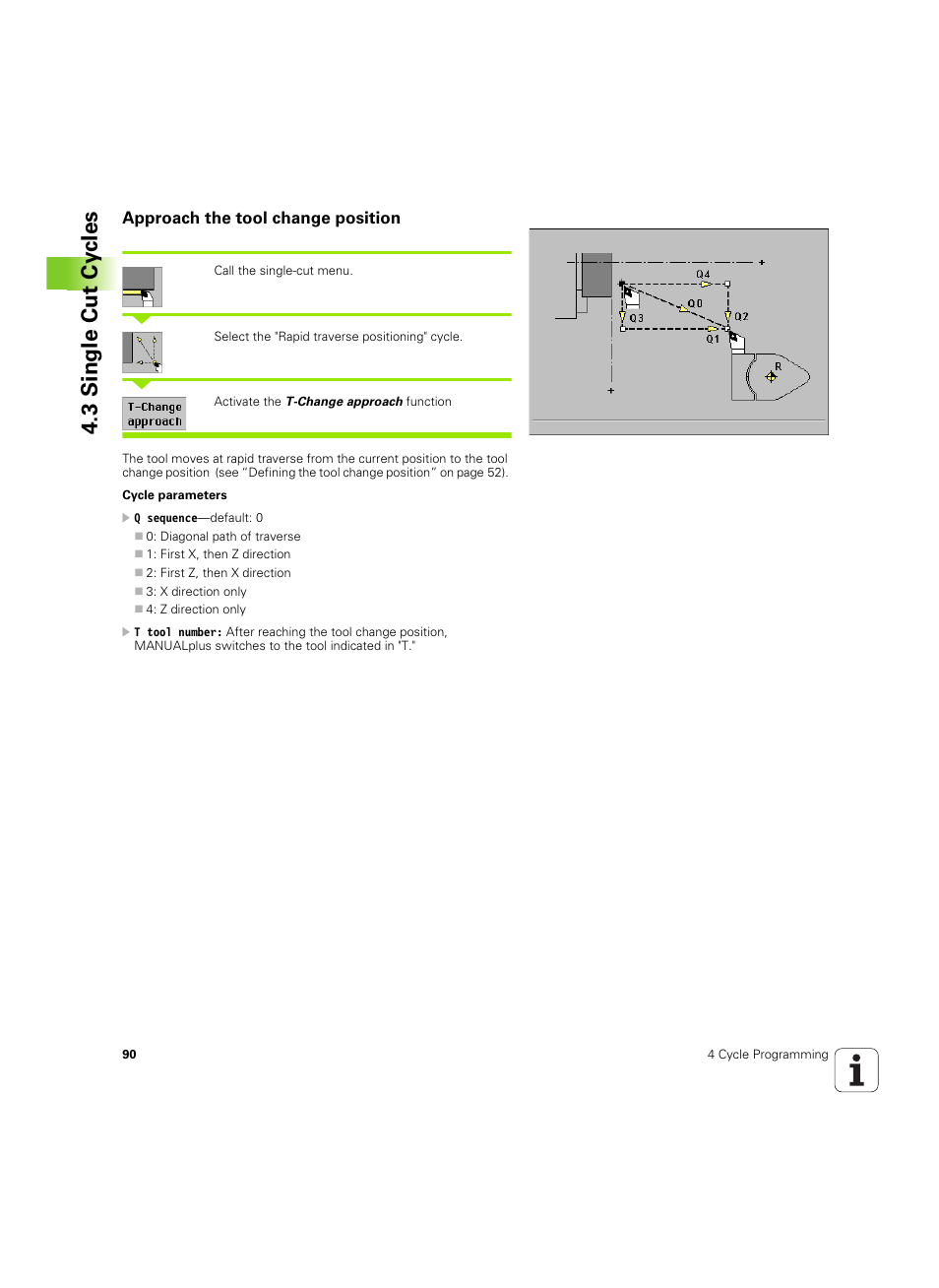Approach the tool change position, 3 single cut cy cles | HEIDENHAIN MANUALplus 4110 User Manual | Page 90 / 550