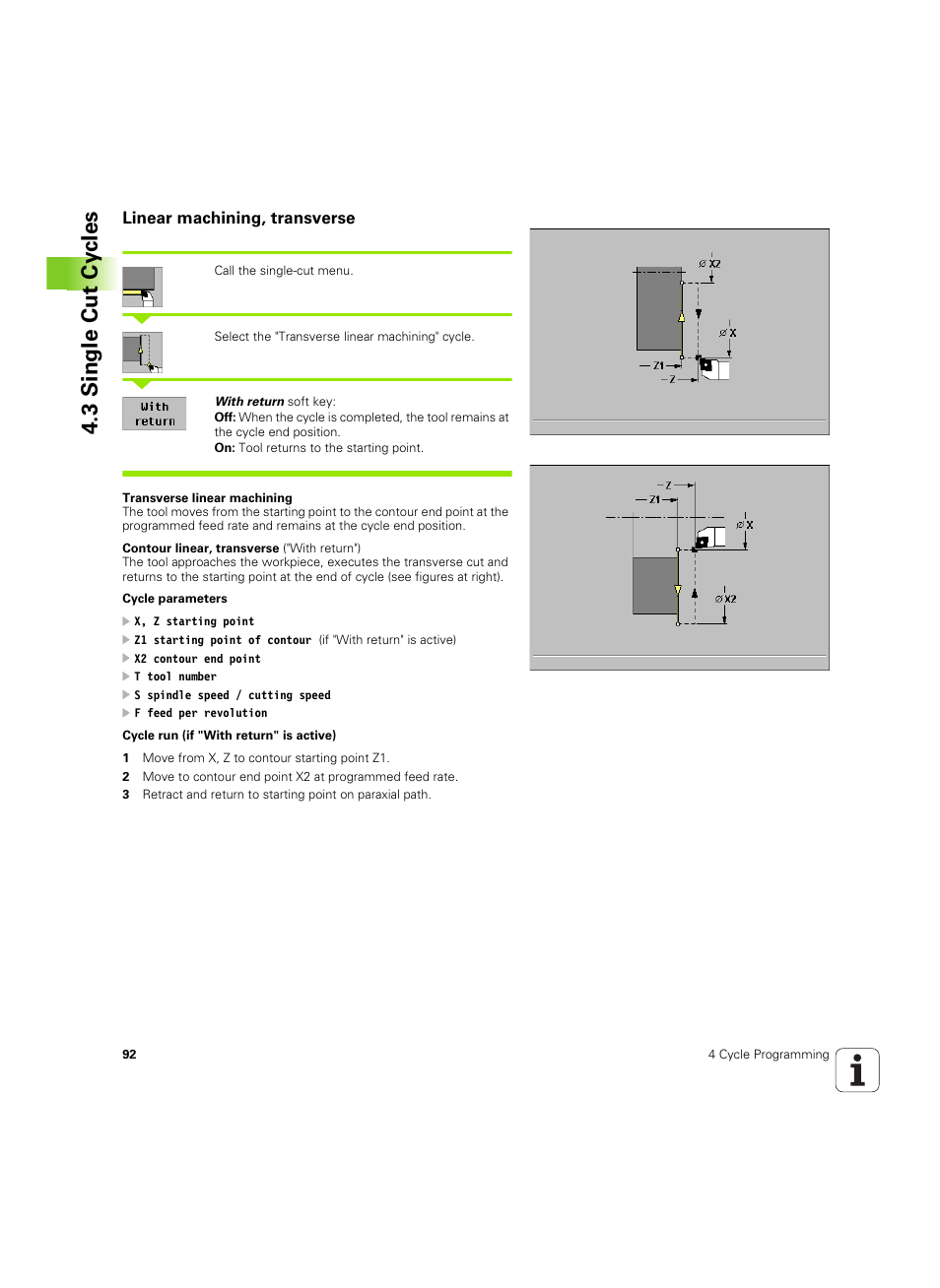 Linear machining, transverse, 3 single cut cy cles | HEIDENHAIN MANUALplus 4110 User Manual | Page 92 / 550