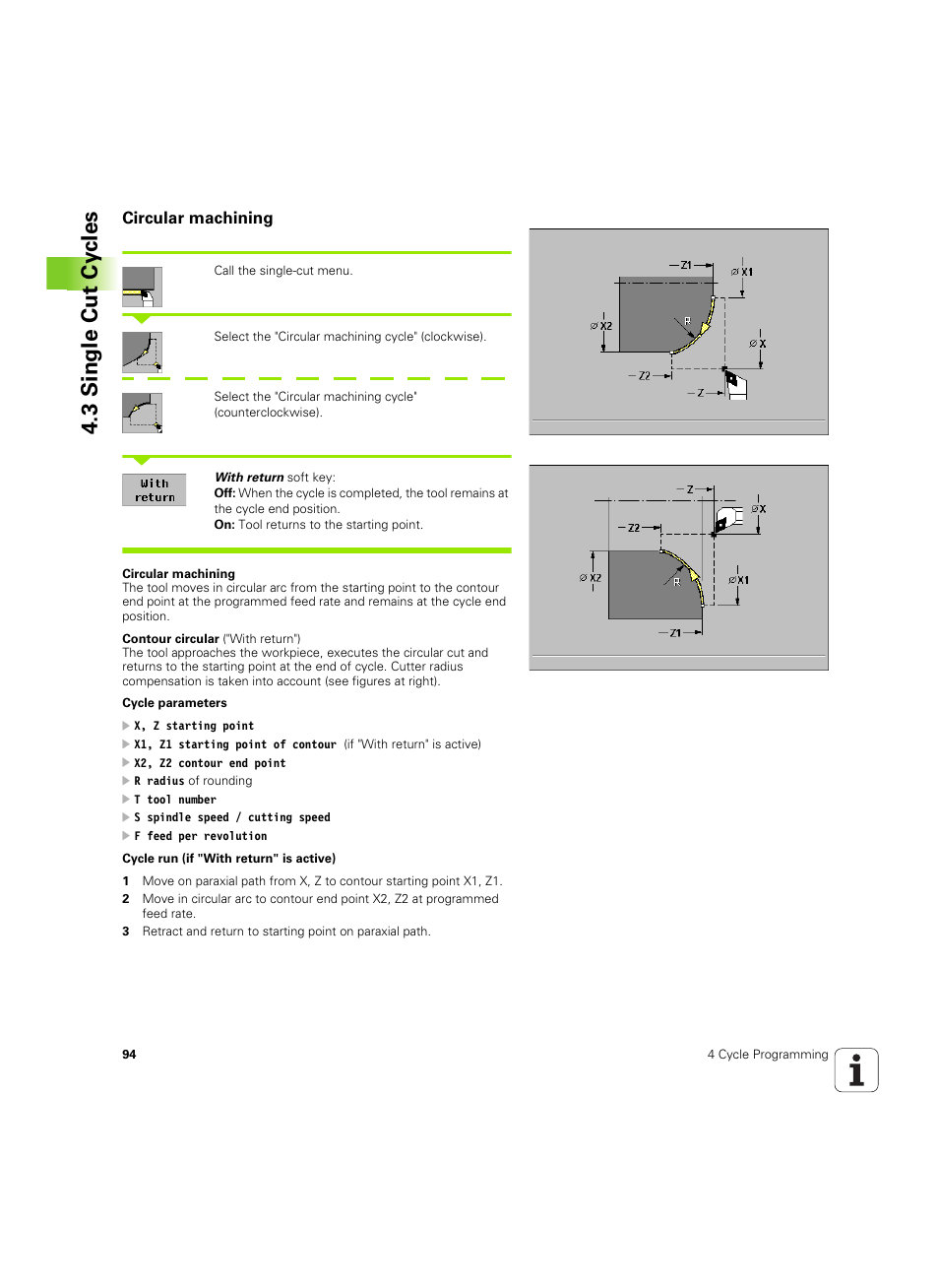 Circular machining, 3 single cut cy cles | HEIDENHAIN MANUALplus 4110 User Manual | Page 94 / 550