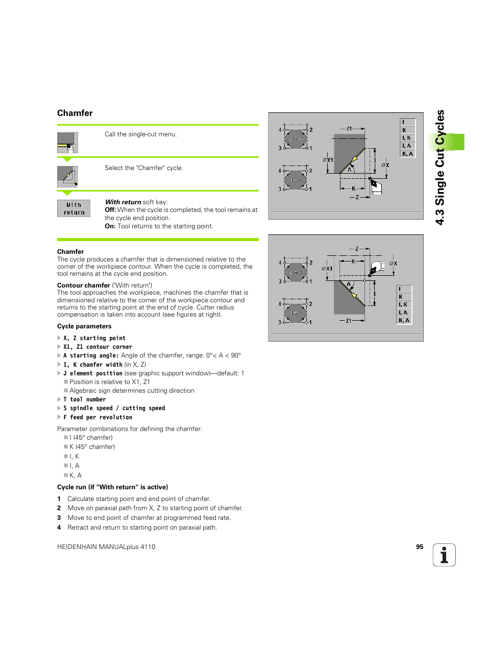 Chamfer, 3 single cut cy cles | HEIDENHAIN MANUALplus 4110 User Manual | Page 95 / 550