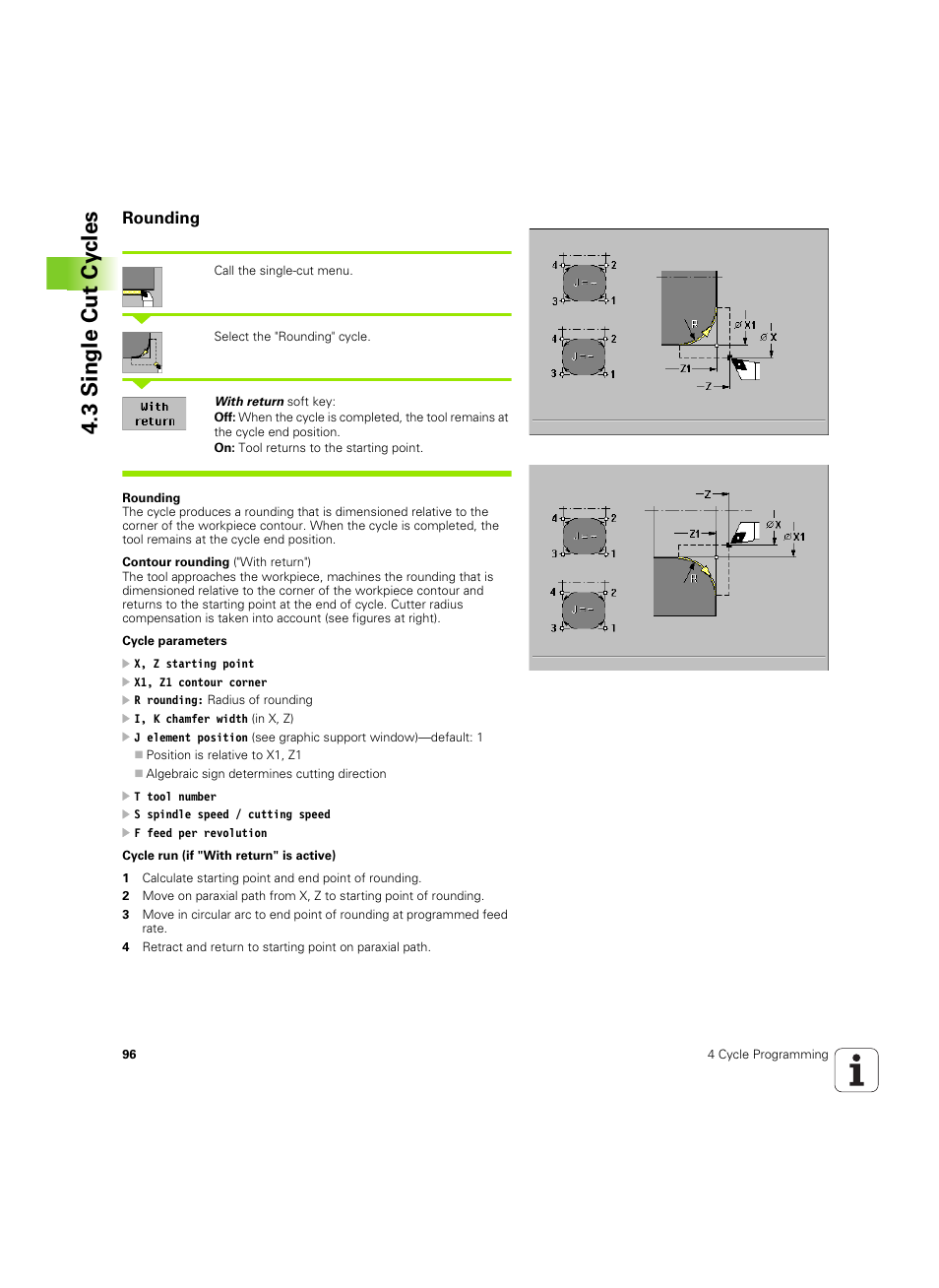 Rounding, 3 single cut cy cles | HEIDENHAIN MANUALplus 4110 User Manual | Page 96 / 550