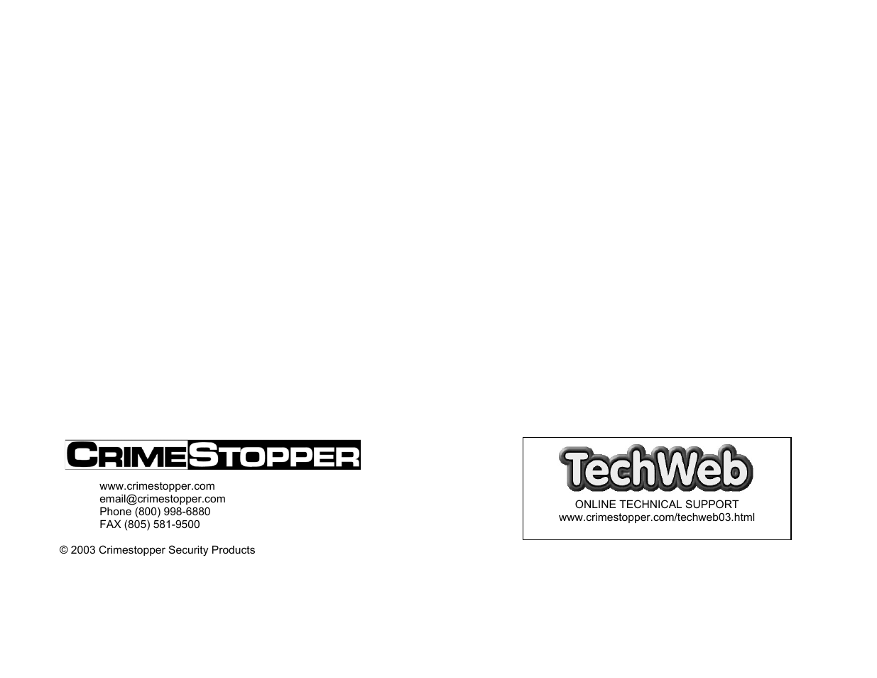 Crimestopper Security Products CS-2000 User Manual | Page 16 / 16