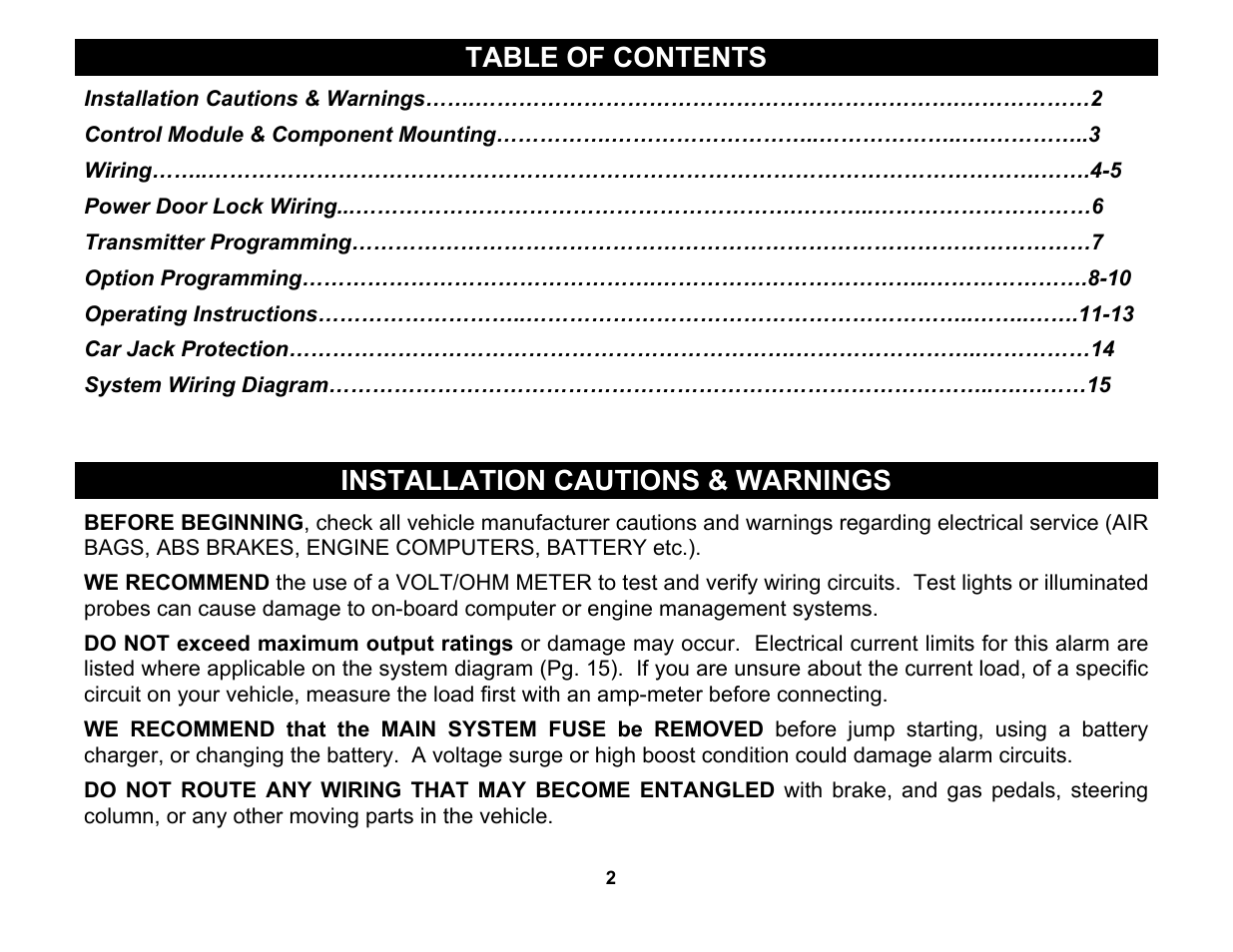 Crimestopper Security Products CS-2000 User Manual | Page 2 / 16