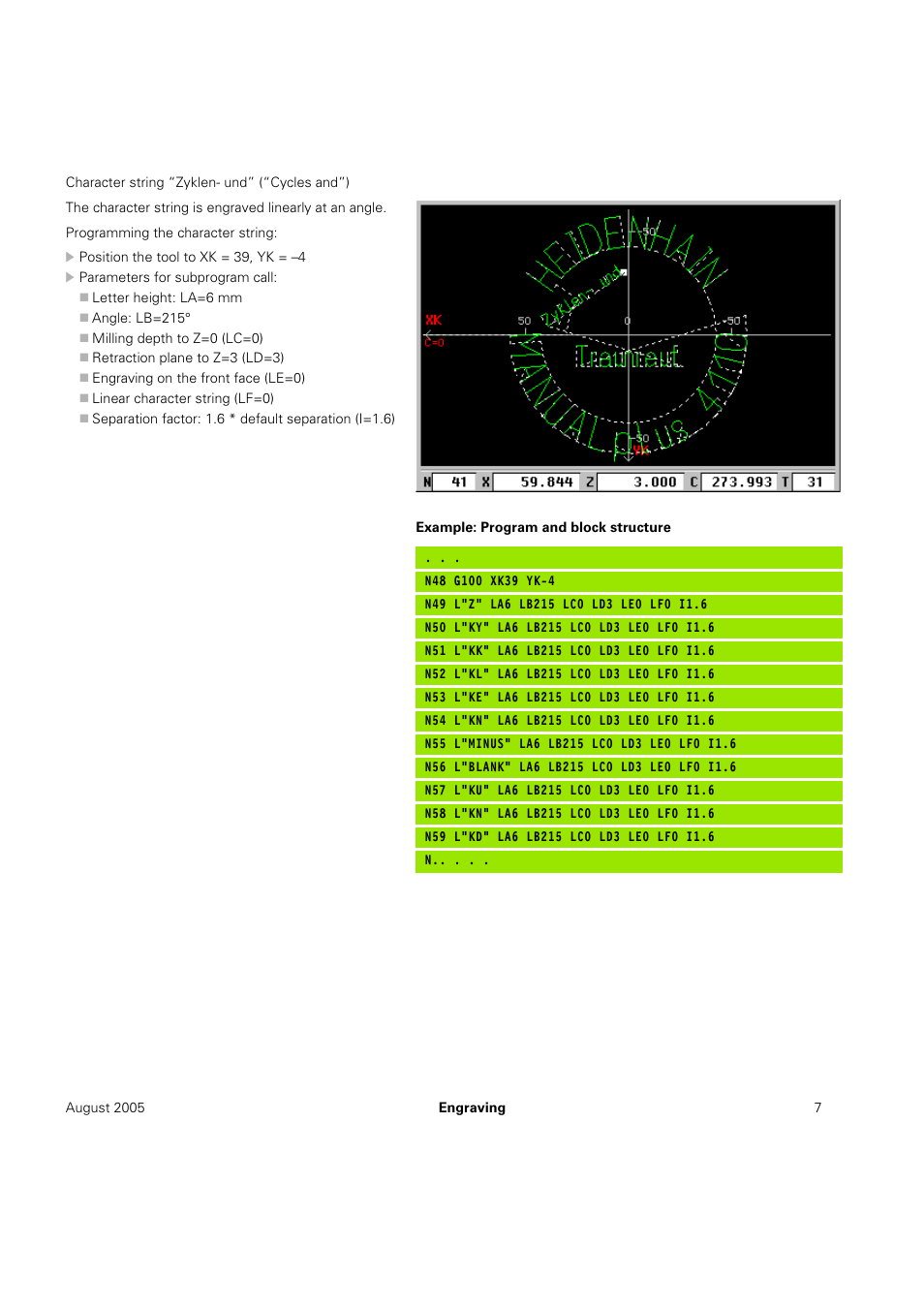 HEIDENHAIN MANUALplus 4110 Instructions for engraving cycles User Manual | Page 9 / 13