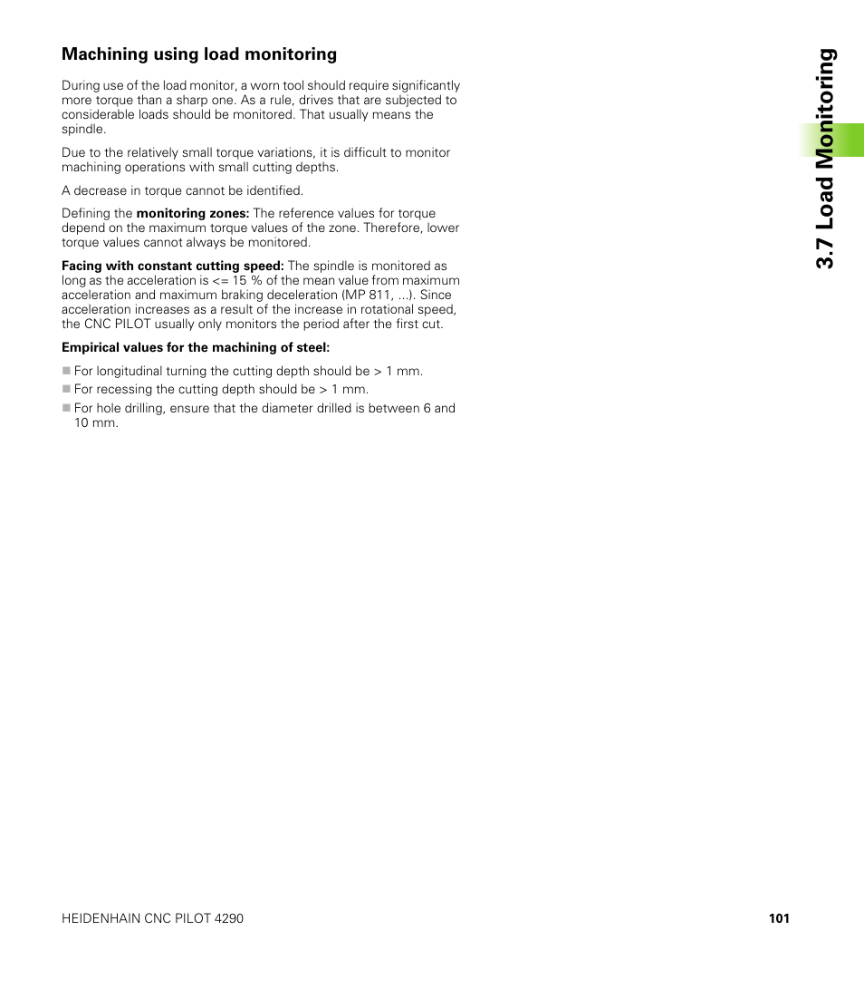 Machining using load monitoring, 7 load monit o ri ng | HEIDENHAIN CNC Pilot 4290 V7.1 User Manual | Page 101 / 725