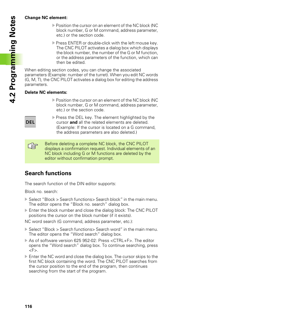 Search functions, 2 pr ogr a mming not e s | HEIDENHAIN CNC Pilot 4290 V7.1 User Manual | Page 116 / 725