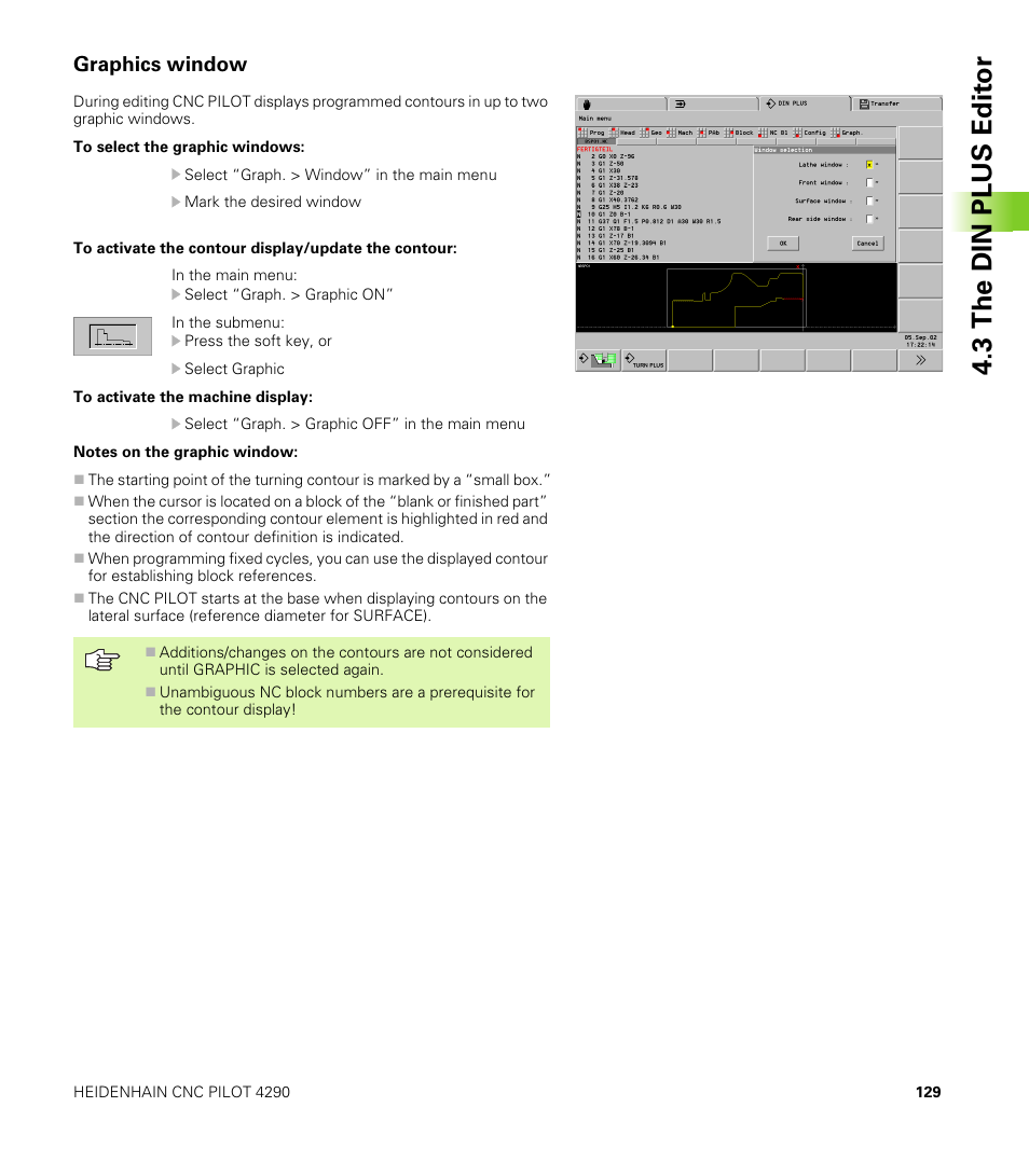 Graphics window, 3 the din plus edit o r | HEIDENHAIN CNC Pilot 4290 V7.1 User Manual | Page 129 / 725