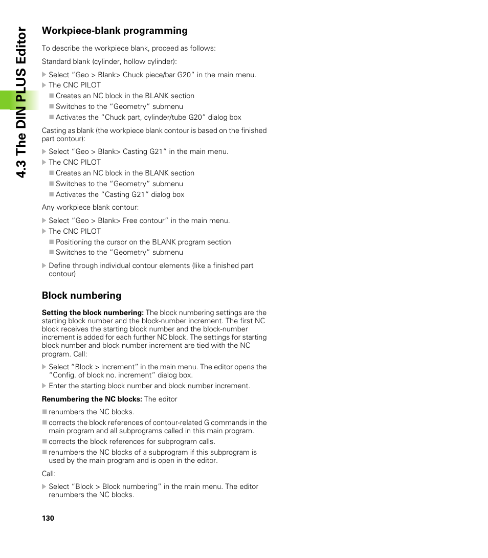 Workpiece-blank programming, Block numbering, 3 the din plus edit o r | HEIDENHAIN CNC Pilot 4290 V7.1 User Manual | Page 130 / 725