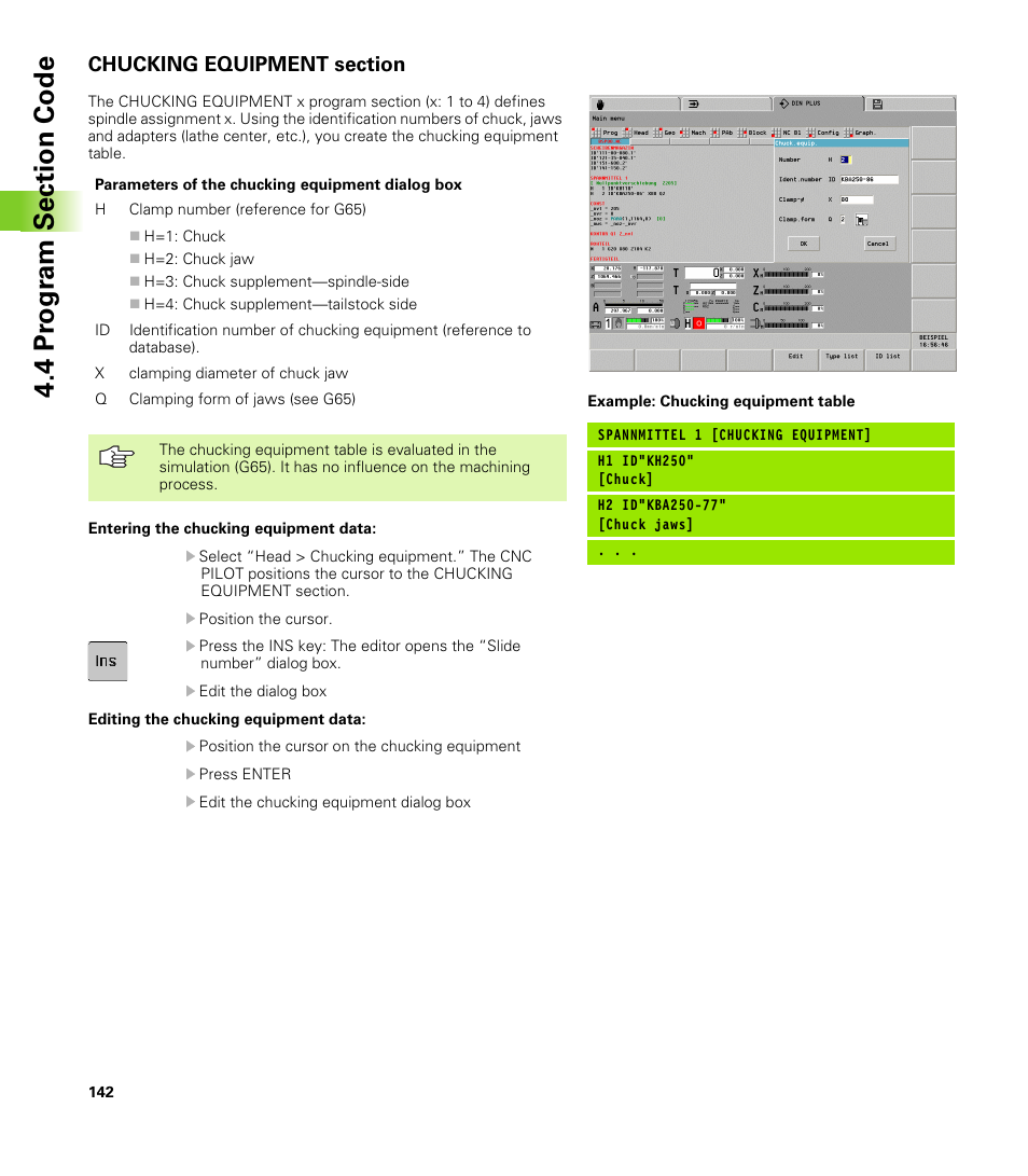 Chucking equipment section | HEIDENHAIN CNC Pilot 4290 V7.1 User Manual | Page 142 / 725