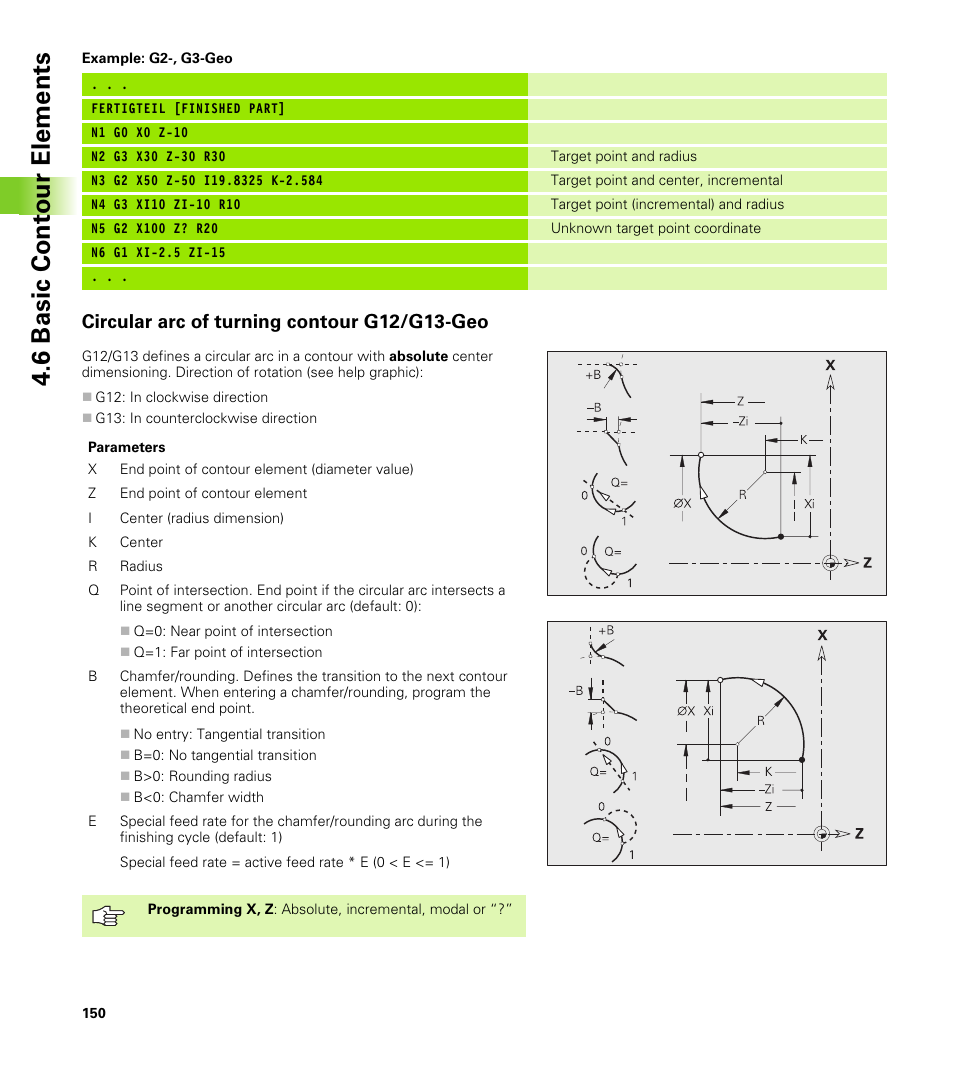 Circular arc of turning contour g12/g13-geo, 6 basic cont our elements | HEIDENHAIN CNC Pilot 4290 V7.1 User Manual | Page 150 / 725