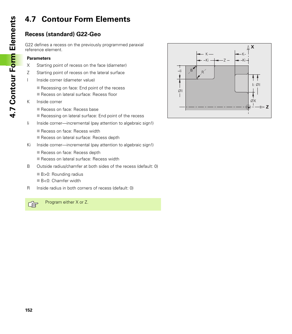 7 contour form elements, Recess (standard) g22-geo | HEIDENHAIN CNC Pilot 4290 V7.1 User Manual | Page 152 / 725
