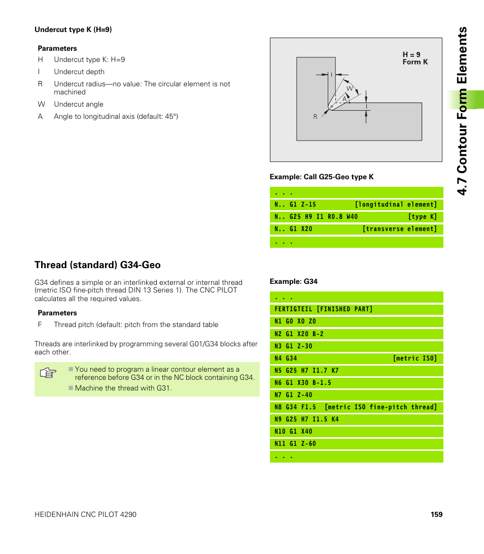 Thread (standard) g34-geo, 7 cont our f o rm elements | HEIDENHAIN CNC Pilot 4290 V7.1 User Manual | Page 159 / 725