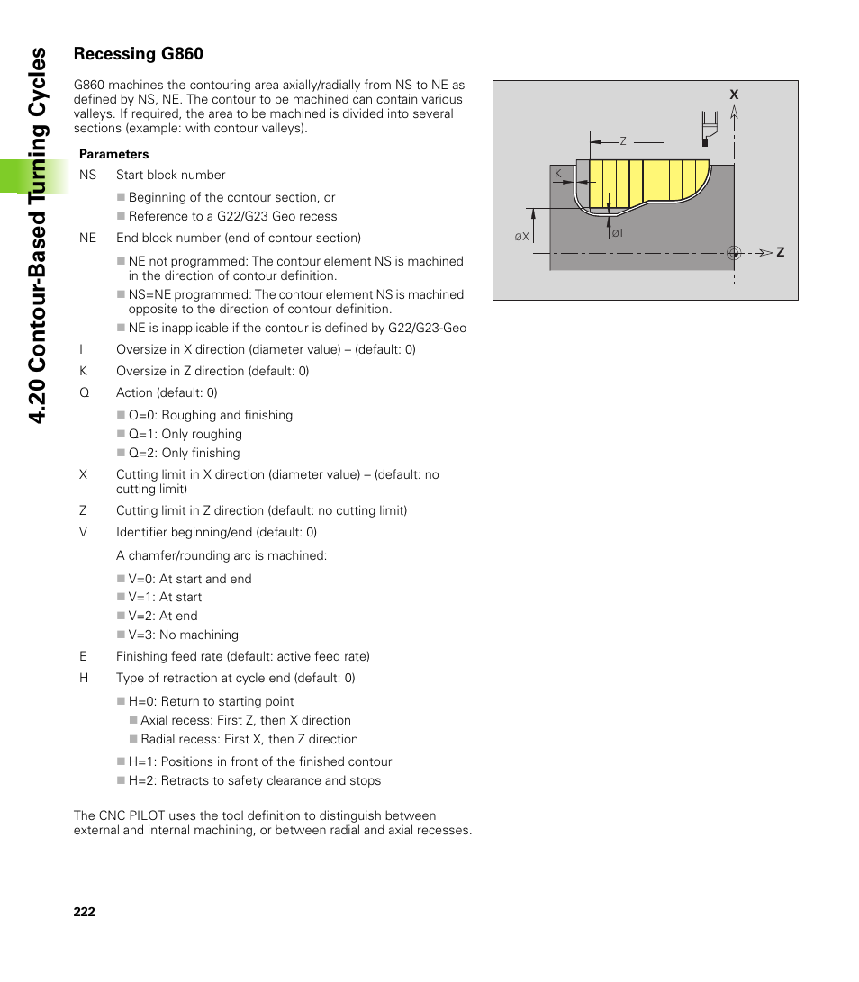 Recessing g860, 20 cont our -based t u rn ing cy cles | HEIDENHAIN CNC Pilot 4290 V7.1 User Manual | Page 222 / 725