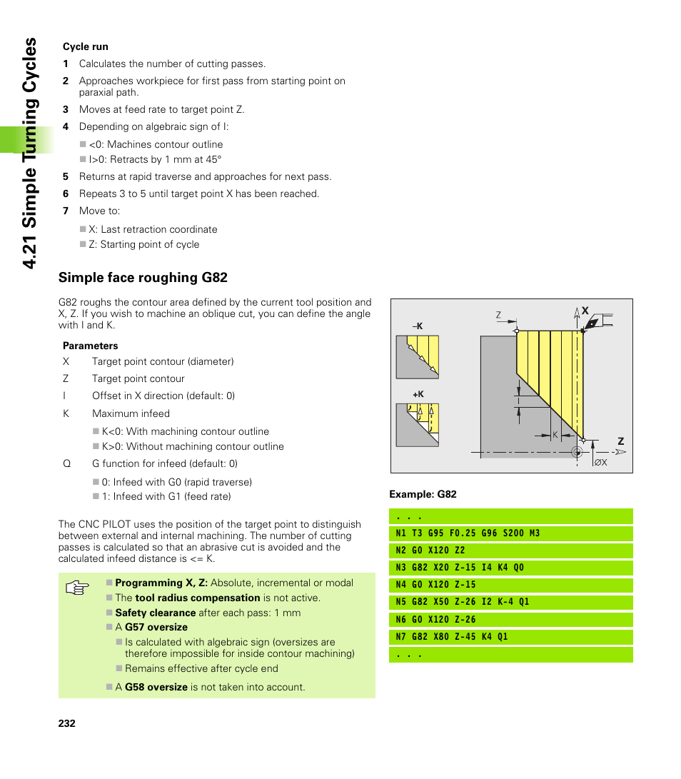 Simple face roughing g82, 21 simple t u rn ing cy cles | HEIDENHAIN CNC Pilot 4290 V7.1 User Manual | Page 232 / 725