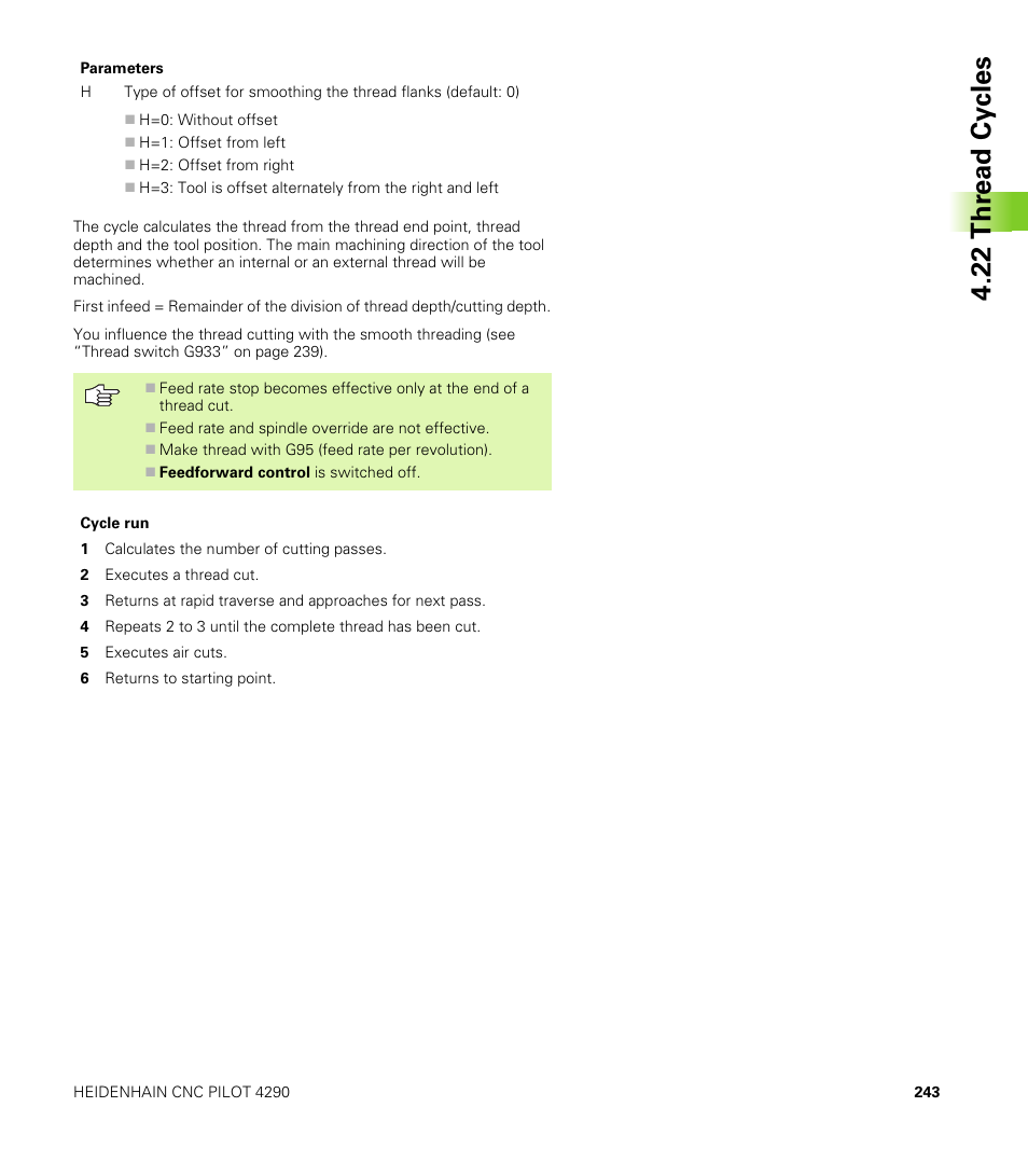 22 thr e ad cy cles | HEIDENHAIN CNC Pilot 4290 V7.1 User Manual | Page 243 / 725