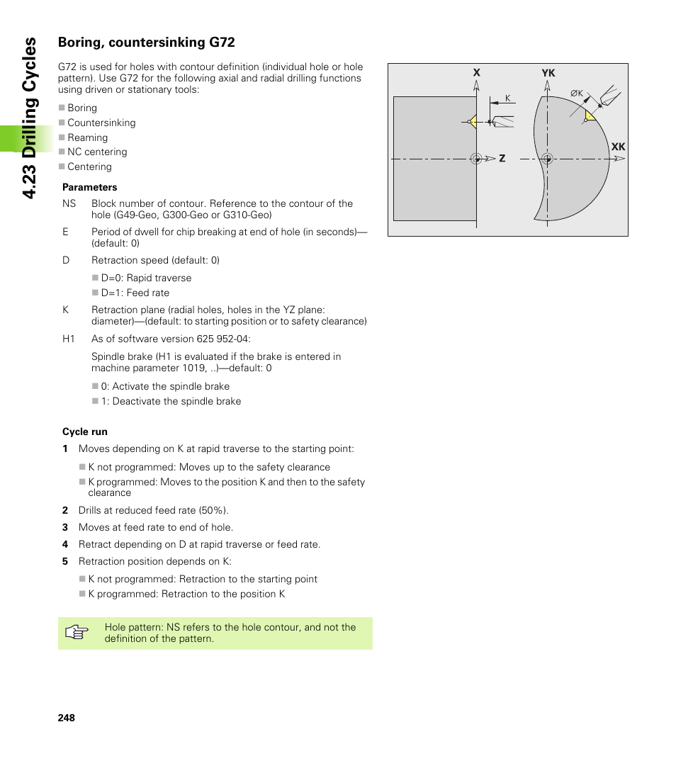 Boring, countersinking g72, 23 dr illing cy cles | HEIDENHAIN CNC Pilot 4290 V7.1 User Manual | Page 248 / 725