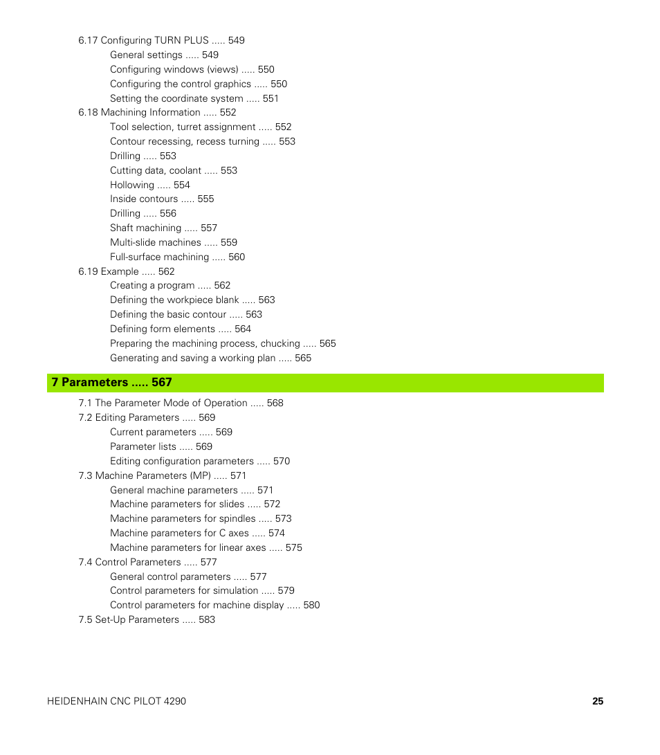 7 parameters | HEIDENHAIN CNC Pilot 4290 V7.1 User Manual | Page 25 / 725