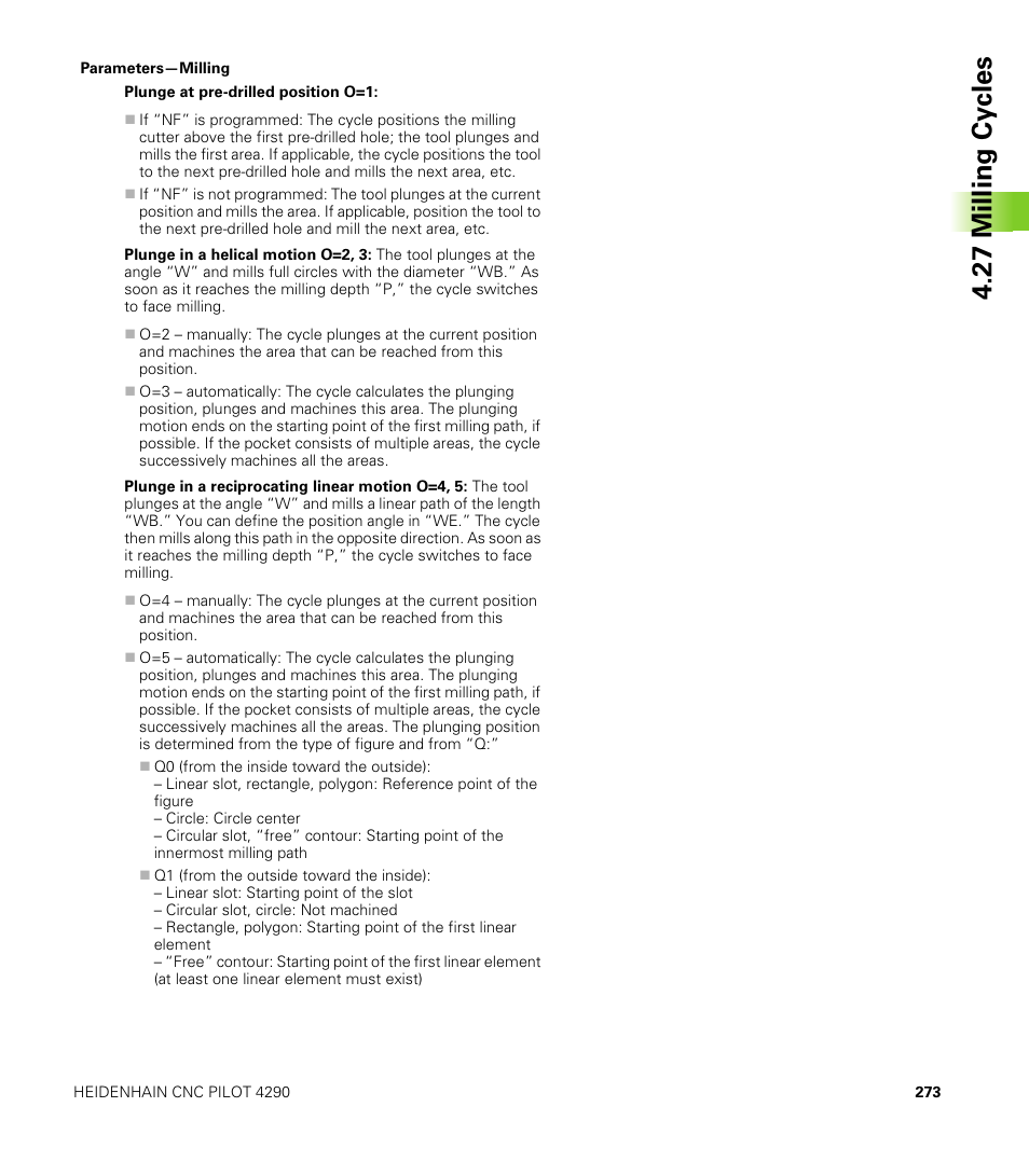 27 milling cy cles | HEIDENHAIN CNC Pilot 4290 V7.1 User Manual | Page 273 / 725