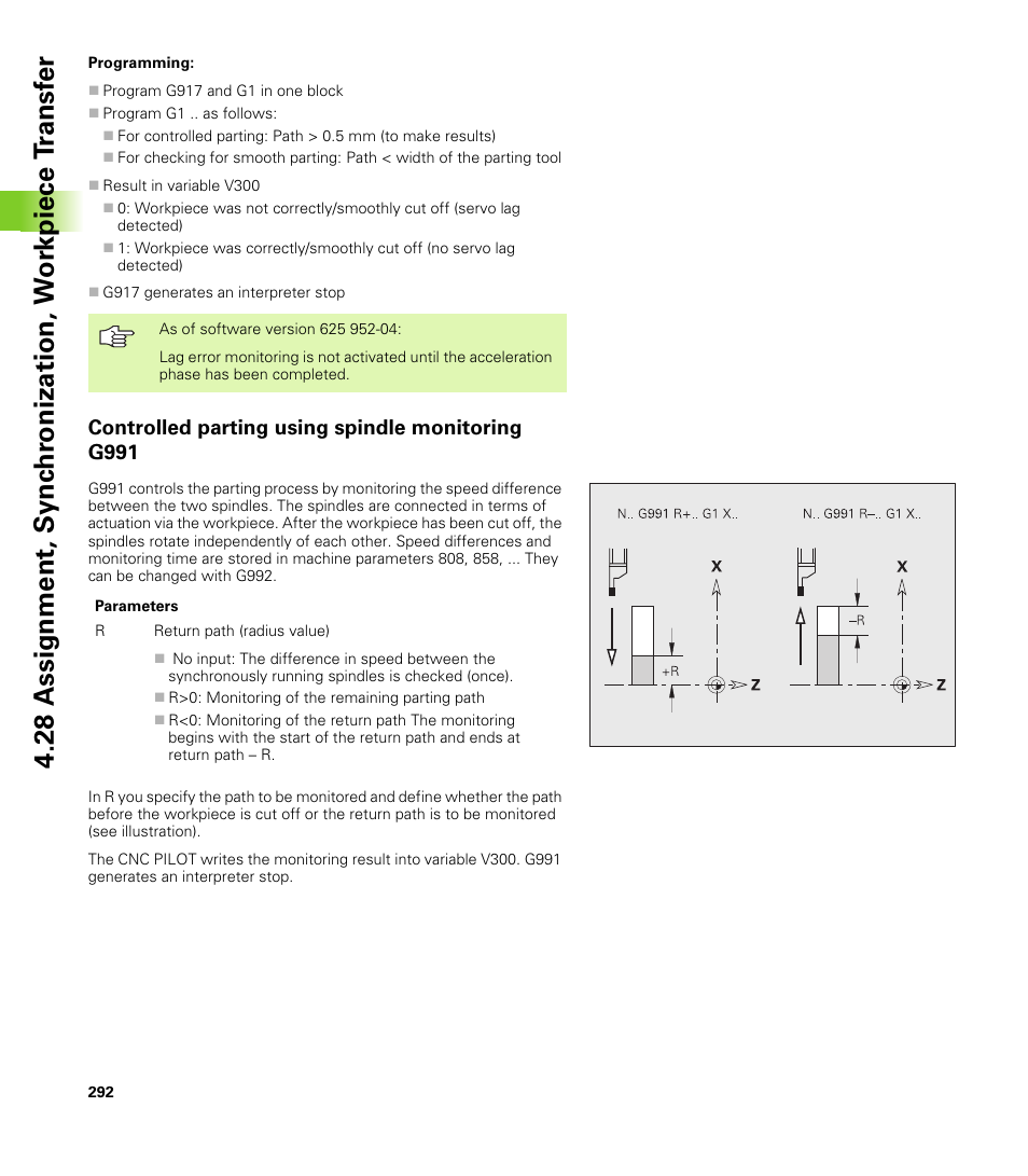 Controlled parting using spindle monitoring g991 | HEIDENHAIN CNC Pilot 4290 V7.1 User Manual | Page 292 / 725