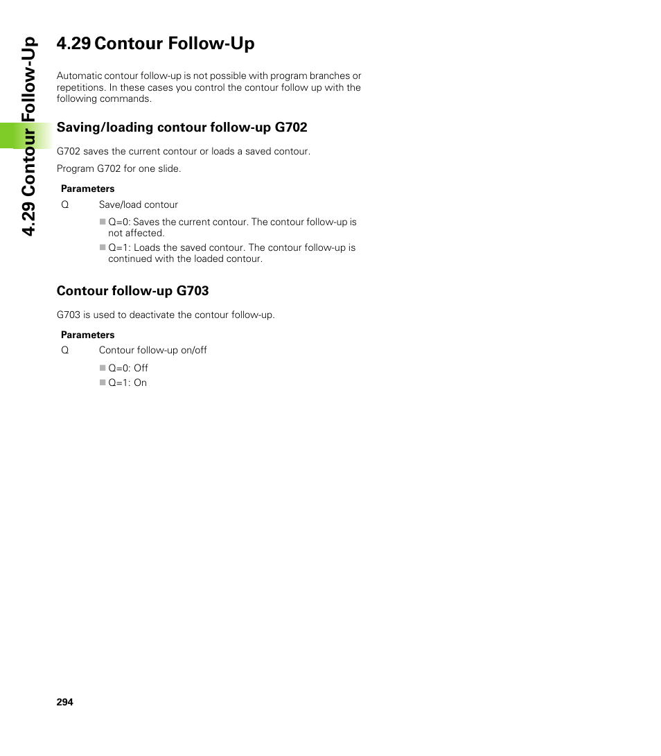 29 contour follow-up, Saving/loading contour follow-up g702, Contour follow-up g703 | HEIDENHAIN CNC Pilot 4290 V7.1 User Manual | Page 294 / 725