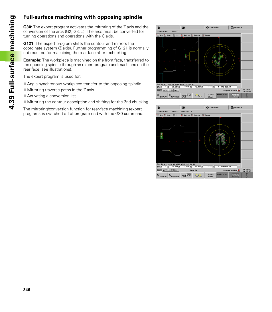 Full-surface machining with opposing spindle, 39 f u ll-surf ace mac h ining | HEIDENHAIN CNC Pilot 4290 V7.1 User Manual | Page 346 / 725