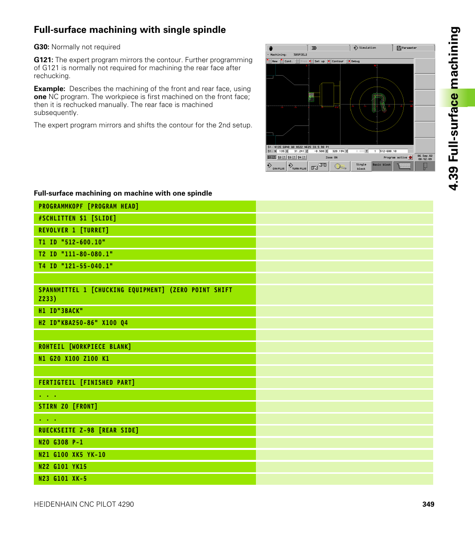 Full-surface machining with single spindle, 39 f u ll-surf ace mac h ining | HEIDENHAIN CNC Pilot 4290 V7.1 User Manual | Page 349 / 725