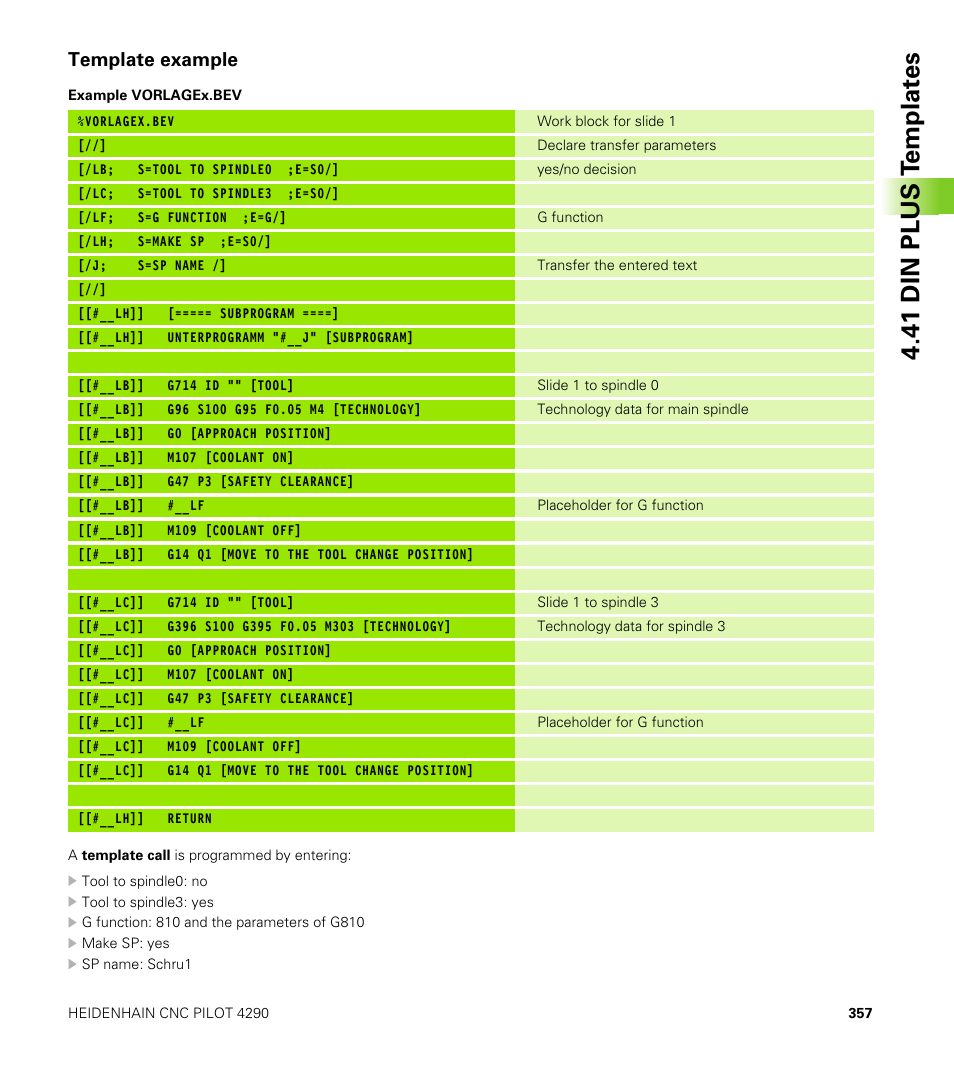 Template example, 41 din plus t e mplat e s | HEIDENHAIN CNC Pilot 4290 V7.1 User Manual | Page 357 / 725