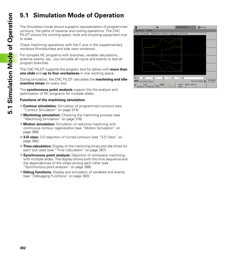 1 simulation mode of operation | HEIDENHAIN CNC Pilot 4290 V7.1 User Manual | Page 362 / 725