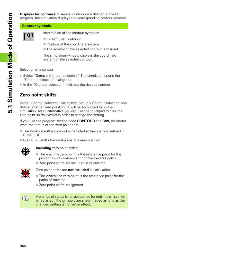 Zero point shifts, 1 simulation mode of oper ation | HEIDENHAIN CNC Pilot 4290 V7.1 User Manual | Page 366 / 725