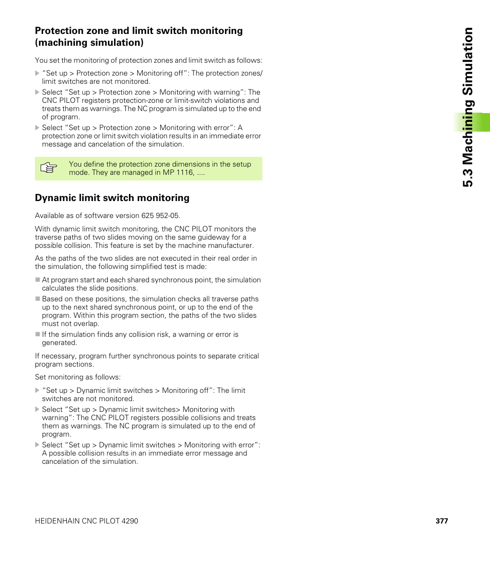 Dynamic limit switch monitoring, 3 mac h ining simulation | HEIDENHAIN CNC Pilot 4290 V7.1 User Manual | Page 377 / 725