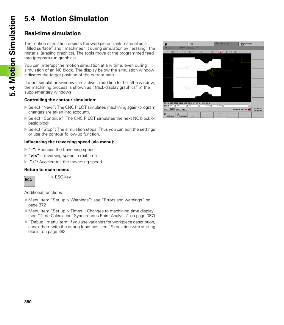 4 motion simulation, Real-time simulation | HEIDENHAIN CNC Pilot 4290 V7.1 User Manual | Page 380 / 725