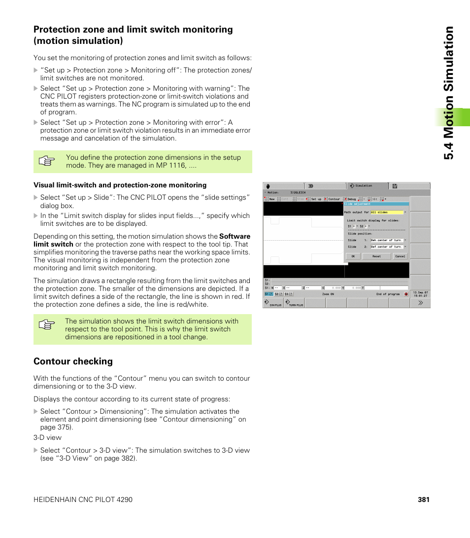 Contour checking, 4 motion simulation | HEIDENHAIN CNC Pilot 4290 V7.1 User Manual | Page 381 / 725