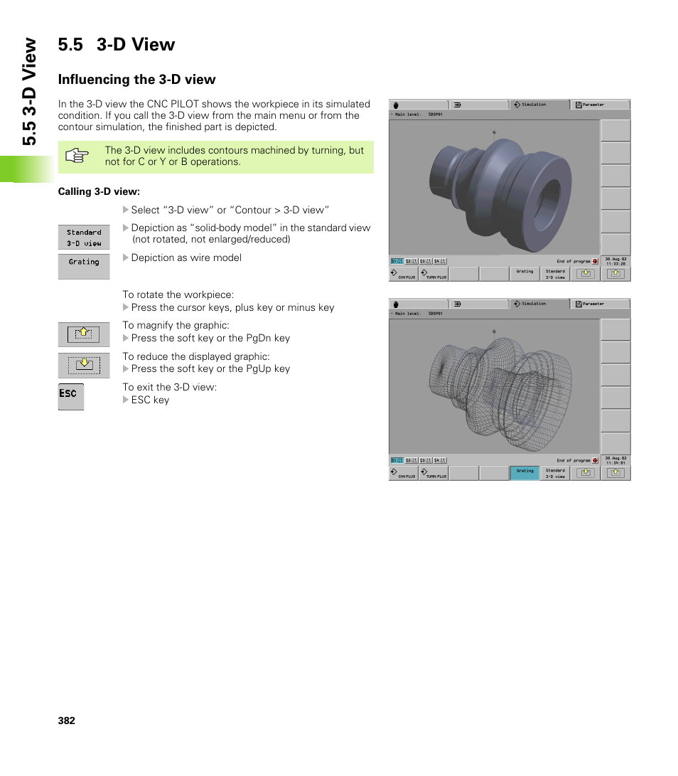 5 3-d view, Influencing the 3-d view | HEIDENHAIN CNC Pilot 4290 V7.1 User Manual | Page 382 / 725