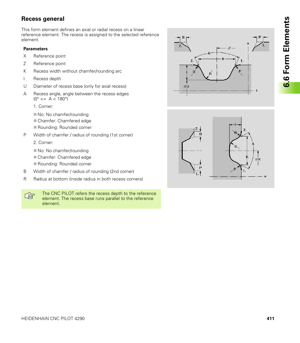 Recess general, 6 f o rm elements | HEIDENHAIN CNC Pilot 4290 V7.1 User Manual | Page 411 / 725
