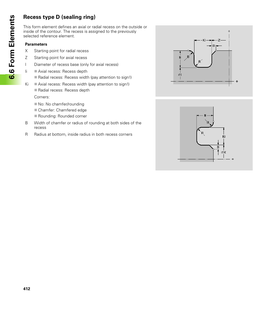 Recess type d (sealing ring), 6 f o rm elements | HEIDENHAIN CNC Pilot 4290 V7.1 User Manual | Page 412 / 725