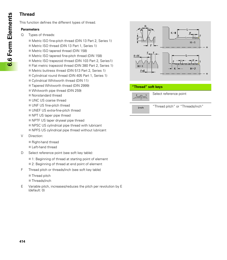 Thread, 6 f o rm elements | HEIDENHAIN CNC Pilot 4290 V7.1 User Manual | Page 414 / 725