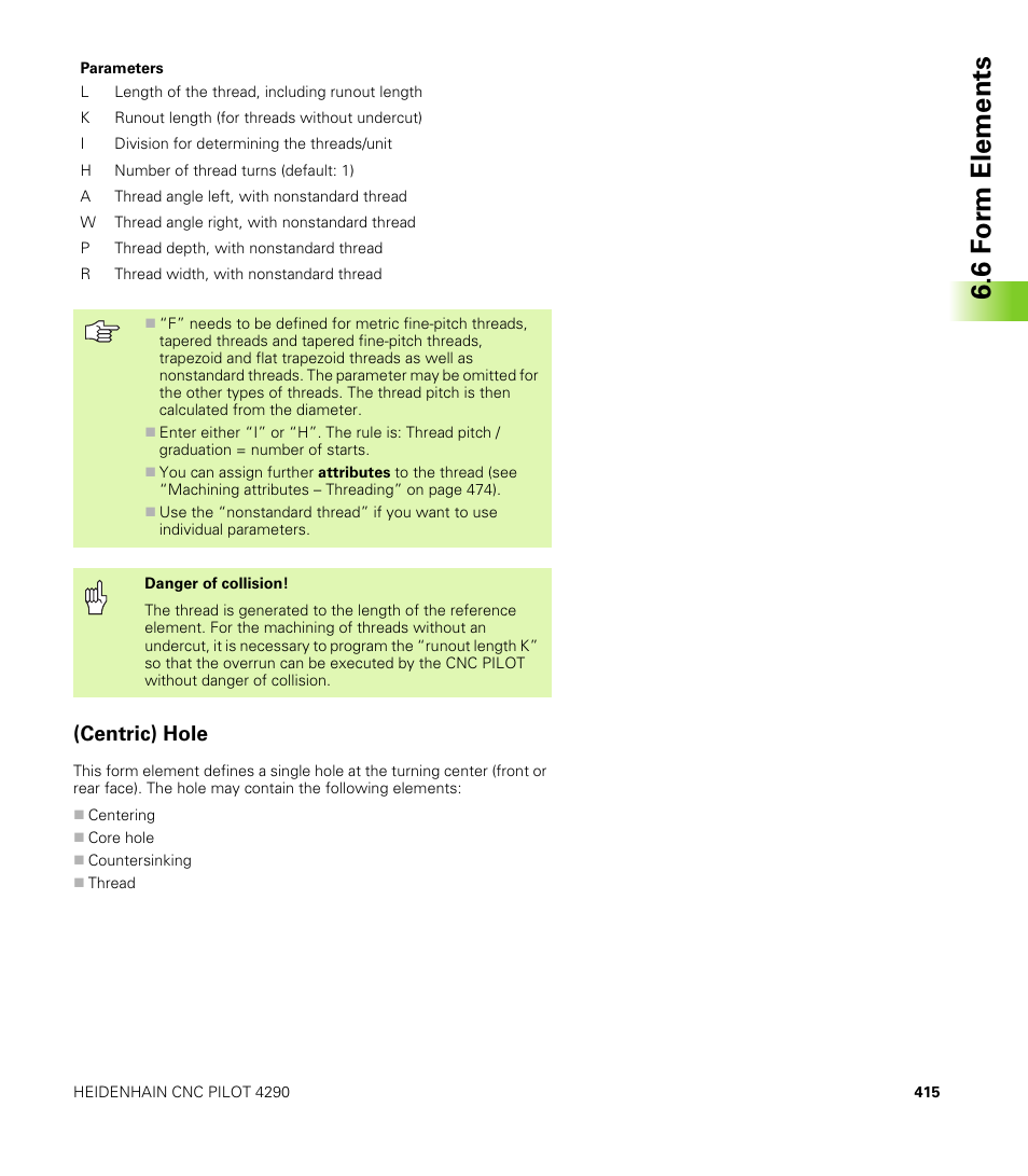Centric) hole, 6 f o rm elements | HEIDENHAIN CNC Pilot 4290 V7.1 User Manual | Page 415 / 725