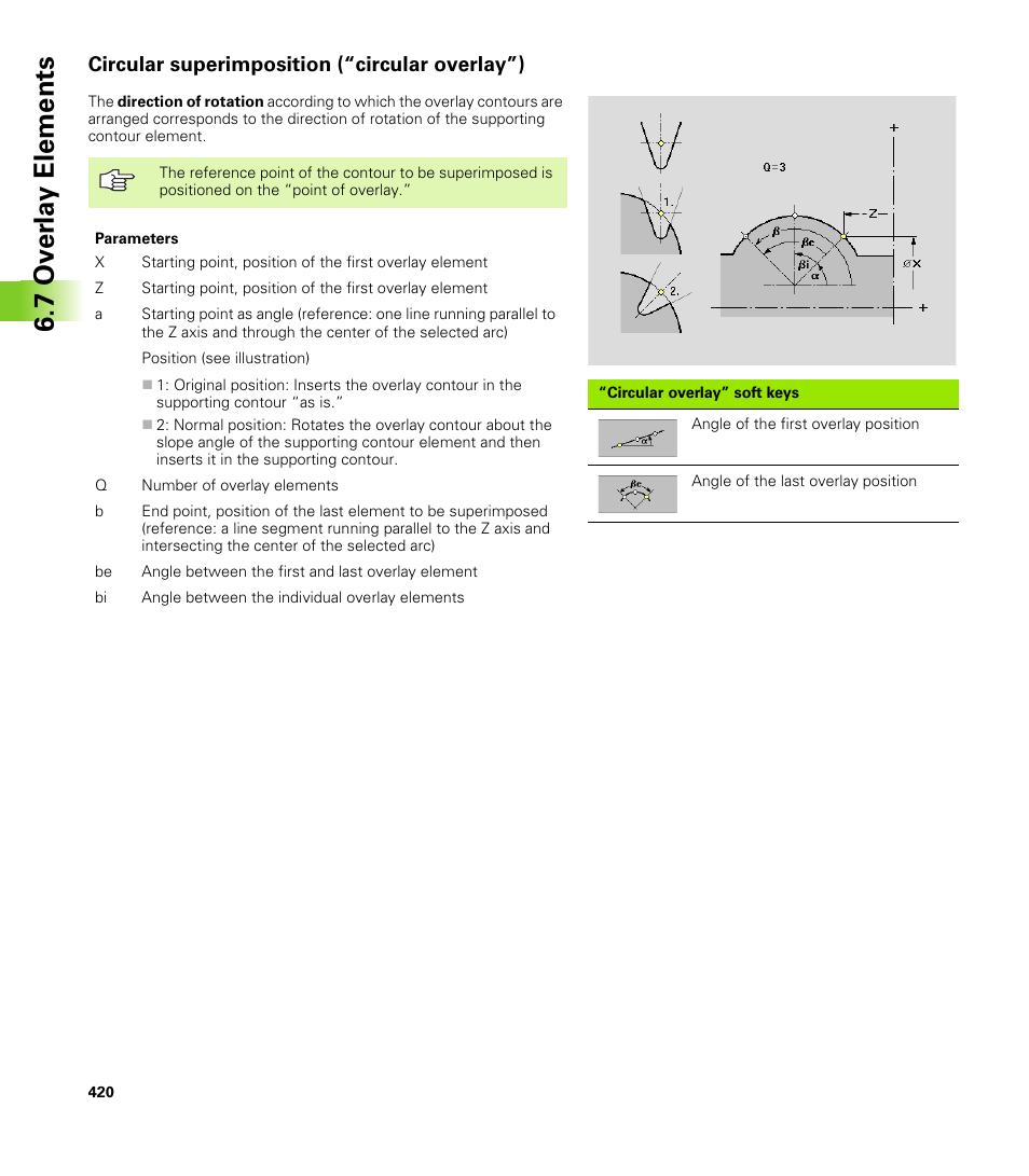 Circular superimposition (“circular overlay”), 7 ov er la y elements | HEIDENHAIN CNC Pilot 4290 V7.1 User Manual | Page 420 / 725