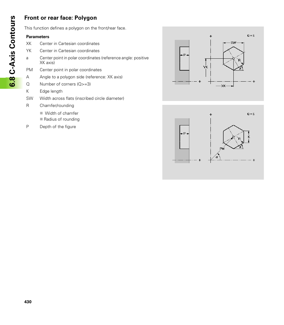 Front or rear face: polygon, 8 c-axis cont ours | HEIDENHAIN CNC Pilot 4290 V7.1 User Manual | Page 430 / 725