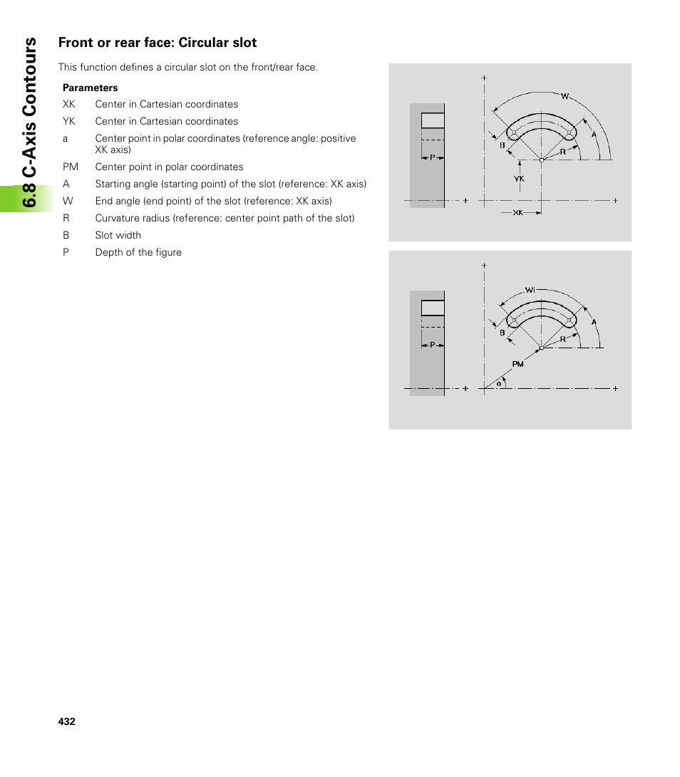 Front or rear face: circular slot, 8 c-axis cont ours | HEIDENHAIN CNC Pilot 4290 V7.1 User Manual | Page 432 / 725