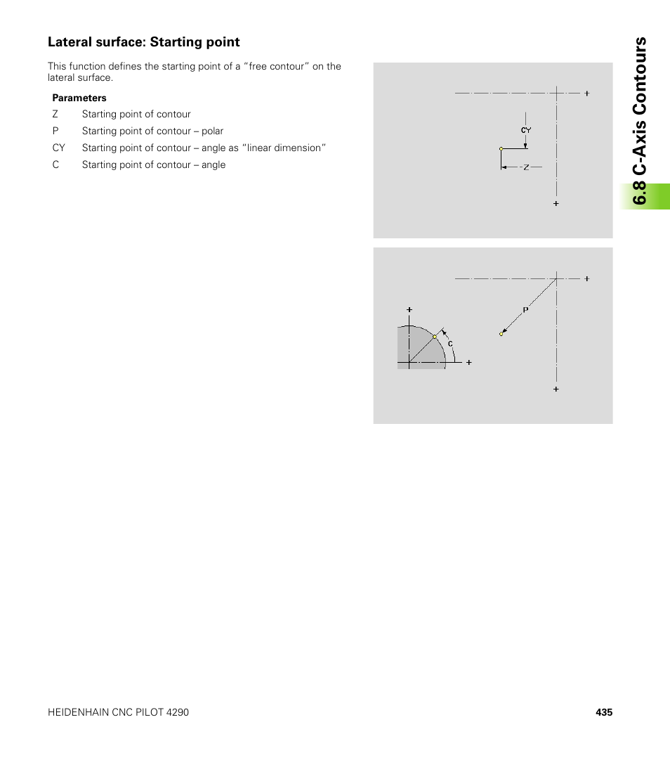 Lateral surface: starting point, 8 c-axis cont ours | HEIDENHAIN CNC Pilot 4290 V7.1 User Manual | Page 435 / 725