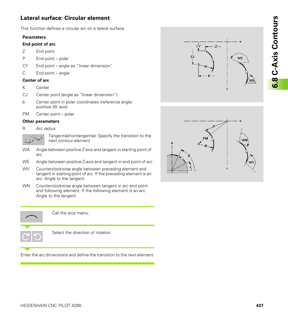Lateral surface: circular element, 8 c-axis cont ours | HEIDENHAIN CNC Pilot 4290 V7.1 User Manual | Page 437 / 725