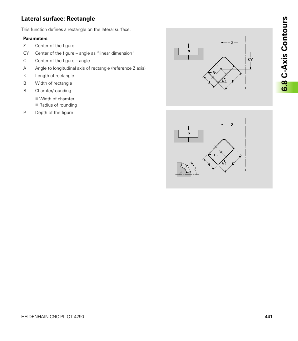 Lateral surface: rectangle, 8 c-axis cont ours | HEIDENHAIN CNC Pilot 4290 V7.1 User Manual | Page 441 / 725